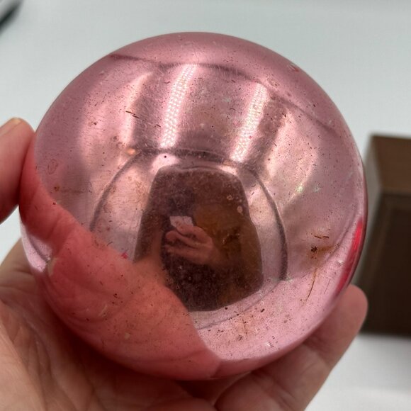 2 VINTAGE  SHINY BRITE MADE USA GLASS Christmas Ornaments Red and Pink 3" - Picture 5 of 14